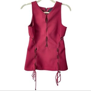 Kendall and Kylie Red Lace Up Tie Sleeveless Party Top Cut Out Size Small NEW